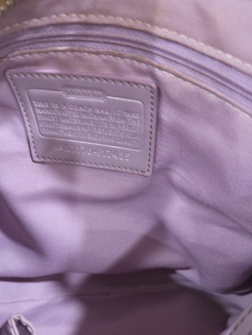Coach Beige Signature Canvas Crossbody with Lilac Trim - Picture 6 of 7